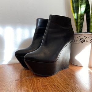 Black wedge booties